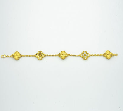 [Regalia jewelry]CLOVER BRACELET 5 MOTIFS GOLD DIAMOND