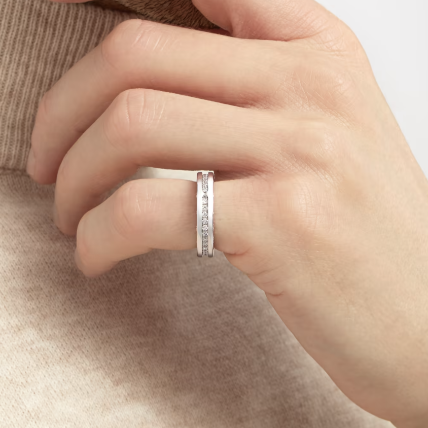 [Regalia jewelry]ZERO 1 ONE-BAND PAVED DIAMONDS ON THE SPIRAL RING