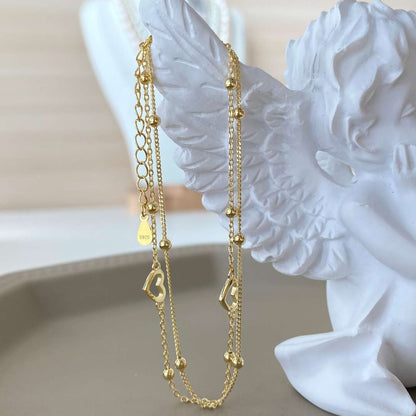 [Regalia jewelry]Dainty Double Layer Love Heart Bracelet