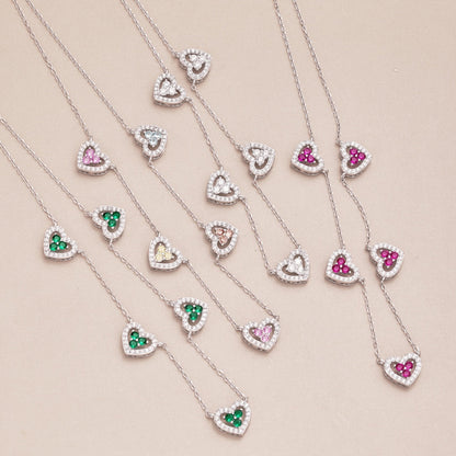 [Regalia jewelry]Sparkling Five Heart Necklace