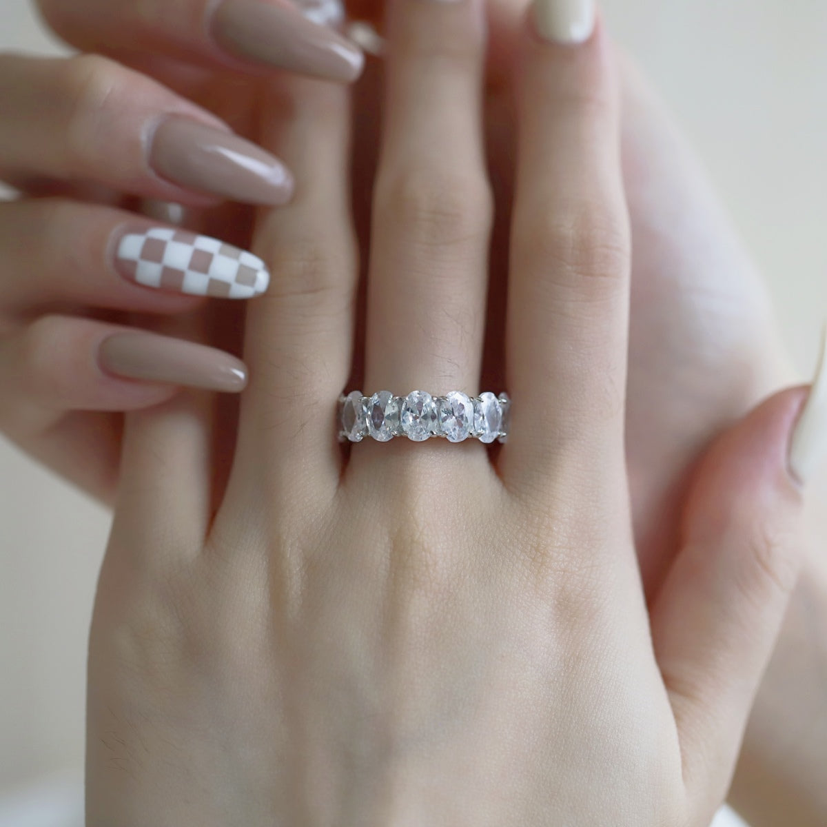 [Regalia jewelry]Dainty Elongated Cushion Cut Tennis Ring