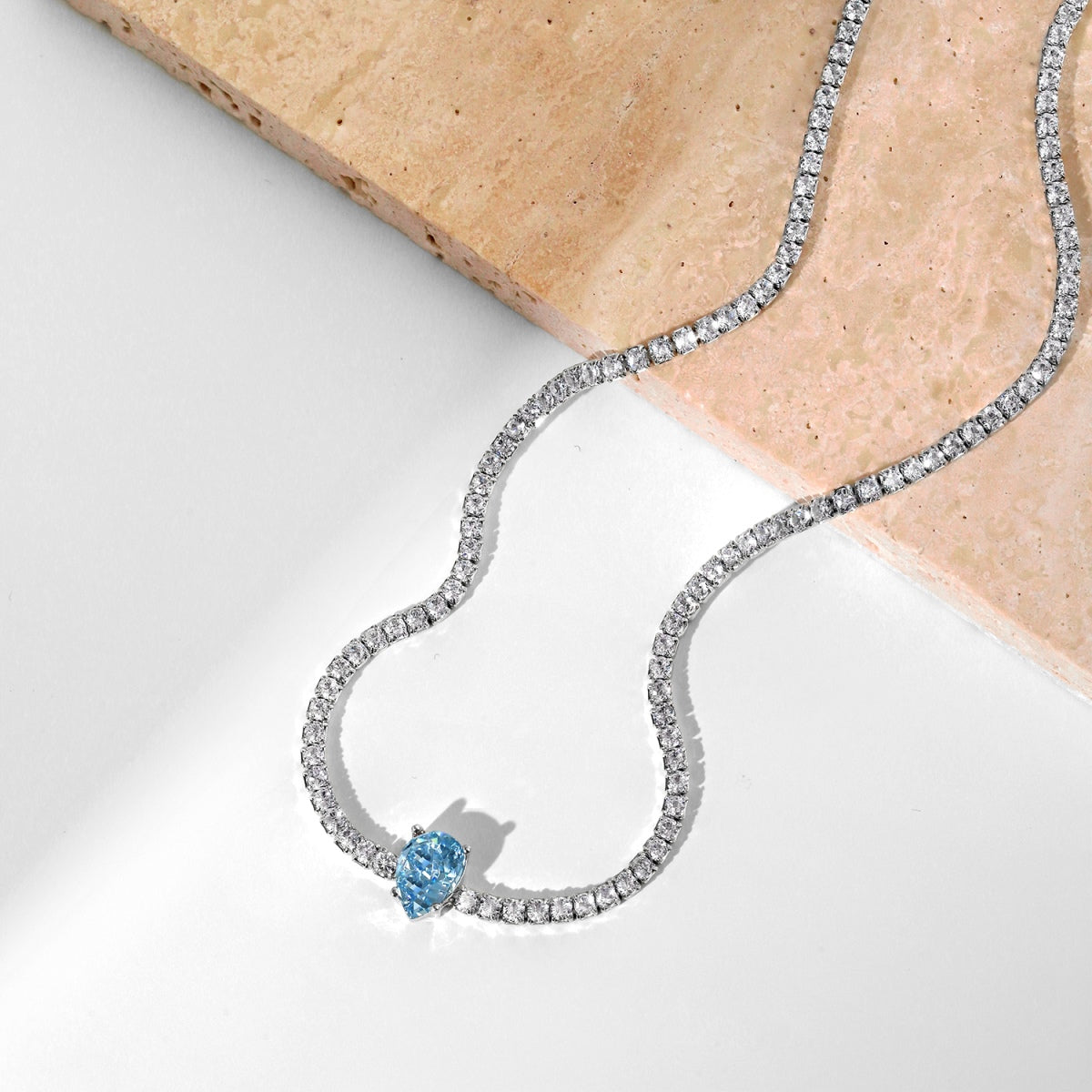 [Regalia jewelry]1.0 carat Unique Pear Cut Tennis Necklace