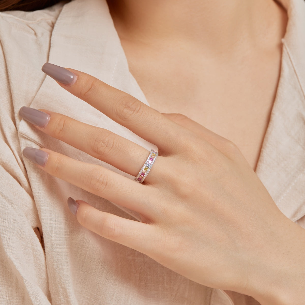 [Regalia jewelry]Delicate Colorful Round Cut Daily Ring