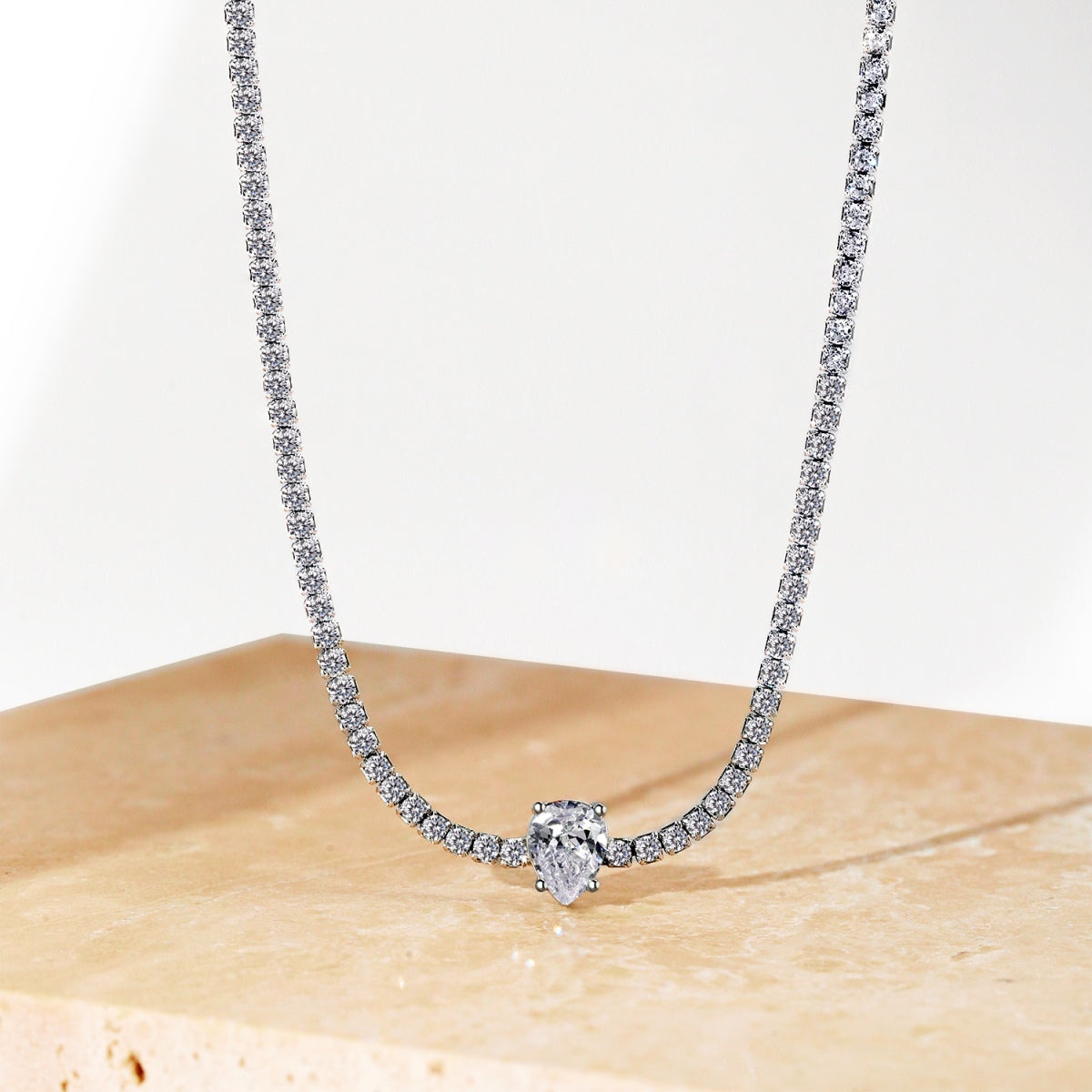 [Regalia jewelry]1.0 carat Unique Pear Cut Tennis Necklace