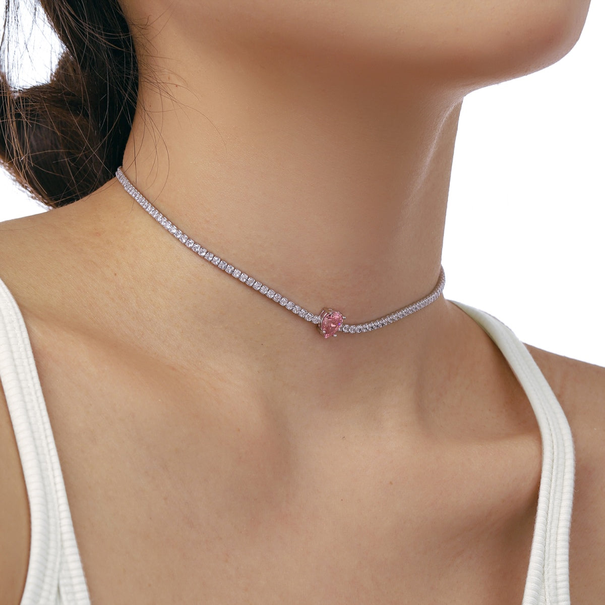 [Regalia jewelry]1.0 carat Unique Pear Cut Tennis Necklace