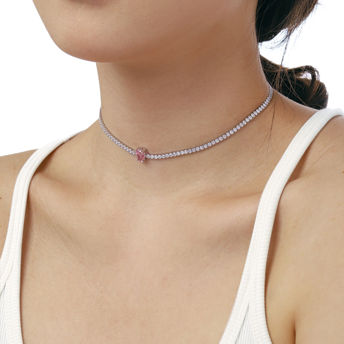 [Regalia jewelry]1.0 carat Unique Pear Cut Tennis Necklace