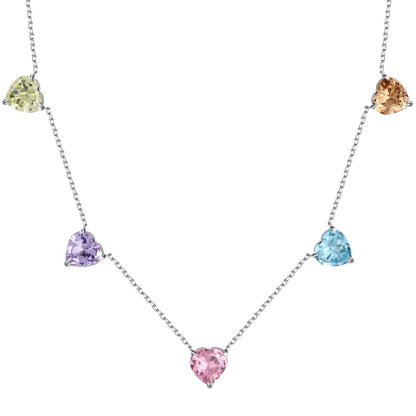 [Regalia jewelry]Sparkling Colorful Heart Cut Necklace