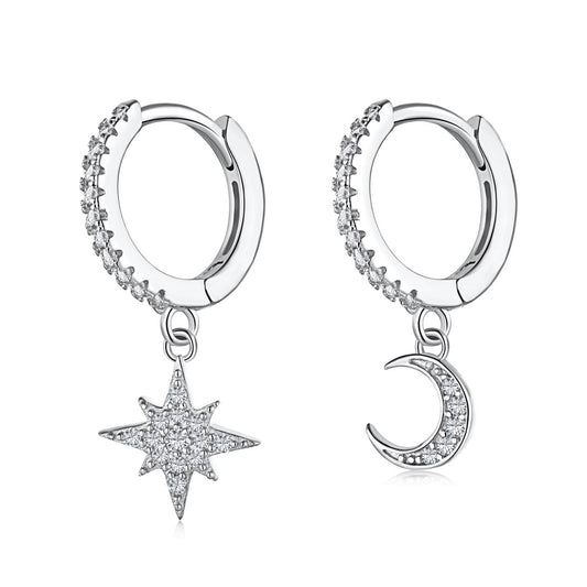 [Regalia jewelry]Star and Moon Asymmetric Earrings