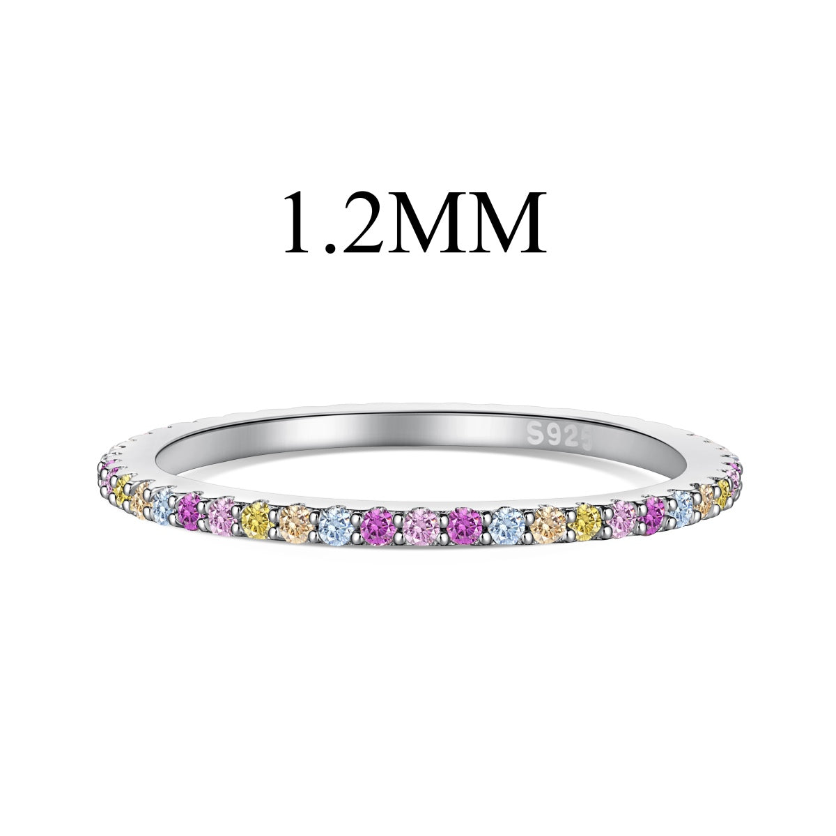 [Regalia jewelry]Ornate Colorful Round Cut Tennis Ring