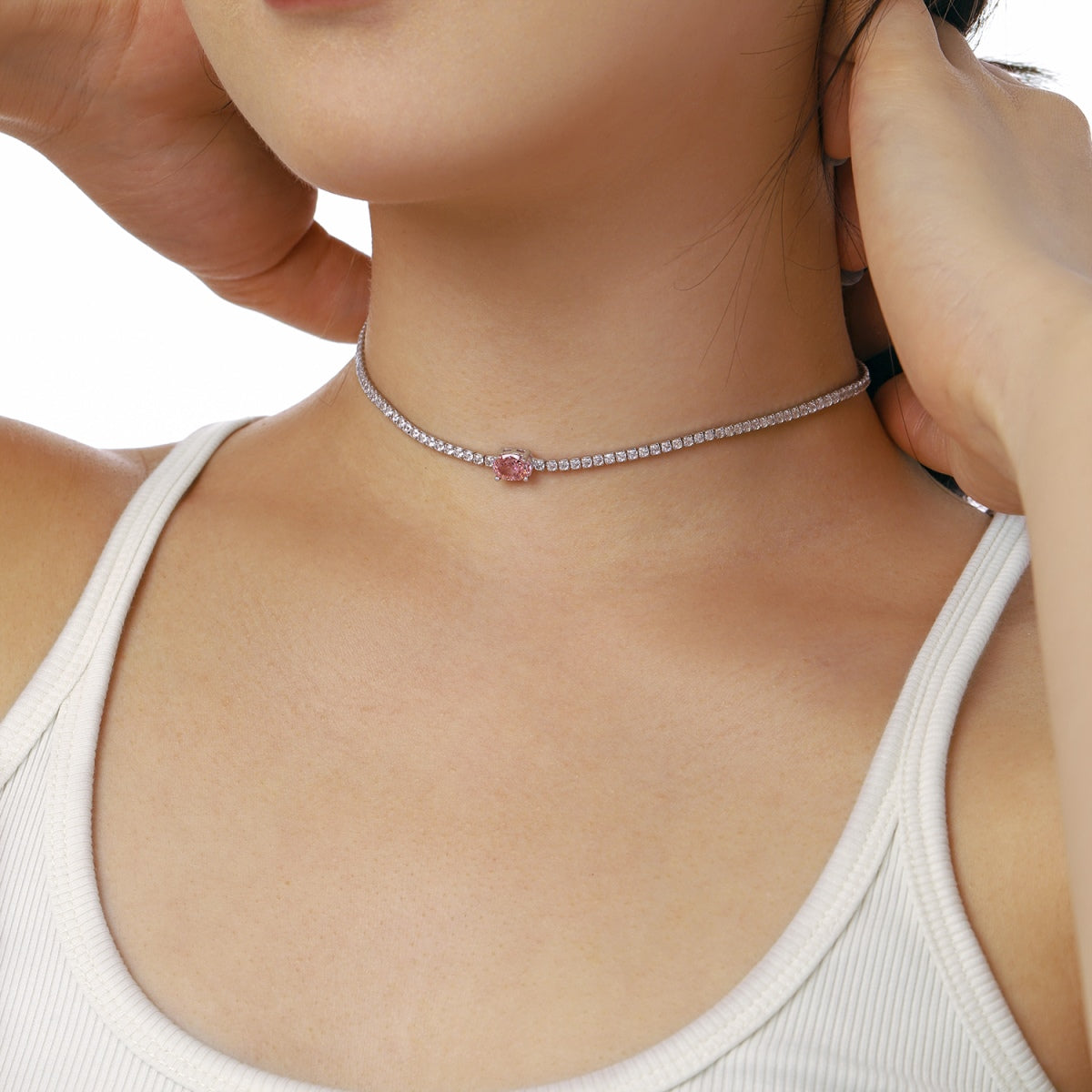 [Regalia jewelry]1.0 Carat Shining Oval Cut Necklace