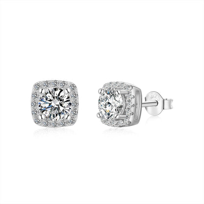 [Regalia jewelry]Classic Round Center Stone Stud Earrings
