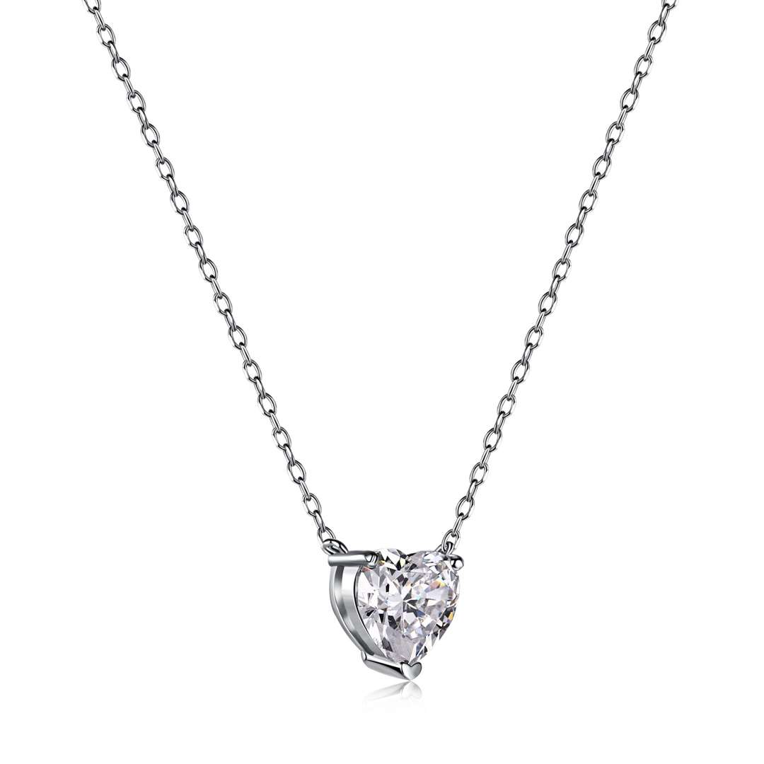 [Regalia jewelry]Heart Shape Main Stone Pendant Collarbone Necklace