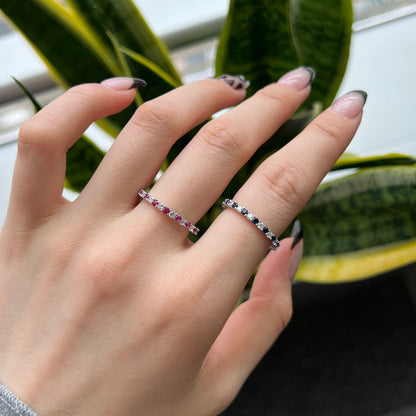 [Regalia jewelry]Exquisite Colorful Round Cut Tennis Ring