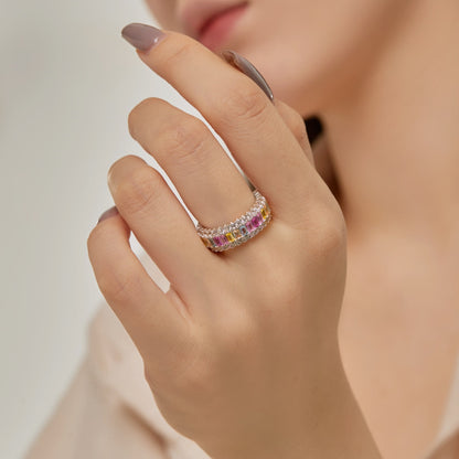 [Regalia jewelry]Dainty Colorful Radiant Cut Daily Ring