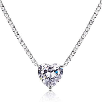 [Regalia jewelry]8.0 Carat Versatile Colorful Sweet Heart-Shaped Tennis Necklace