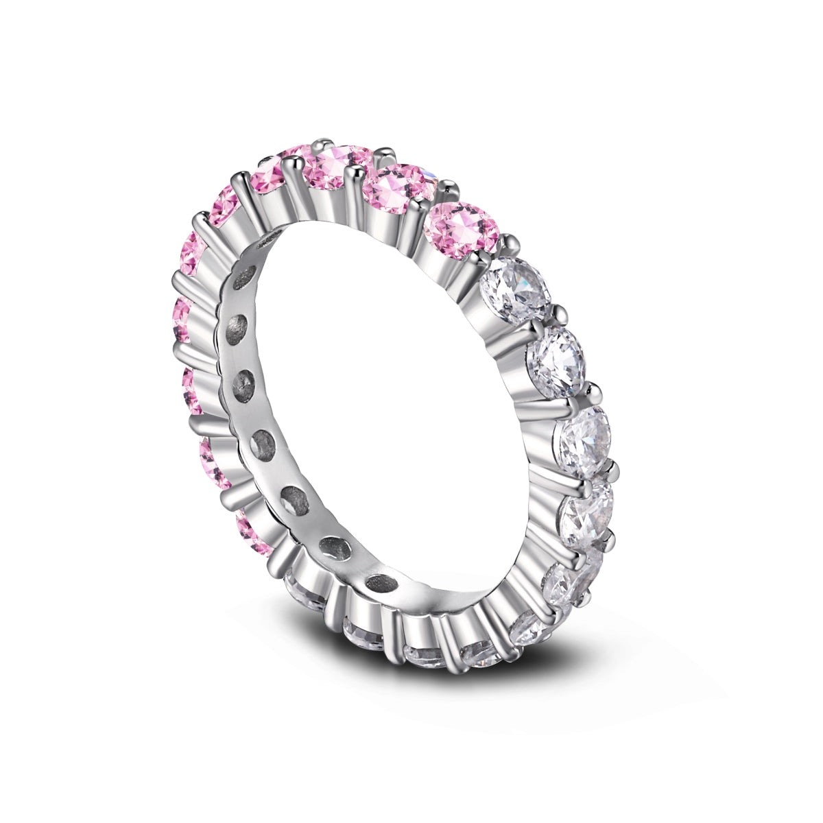 [Regalia jewelry]Sparkling Round Cut Tennis Ring