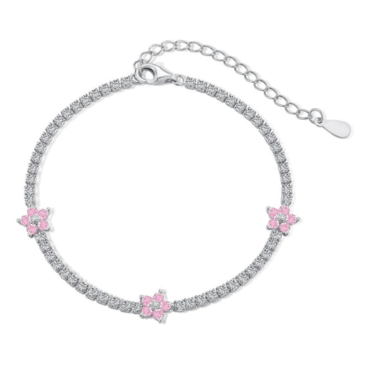 [Regalia jewelry]Sparkling Flower Shape Tennis Bracelet