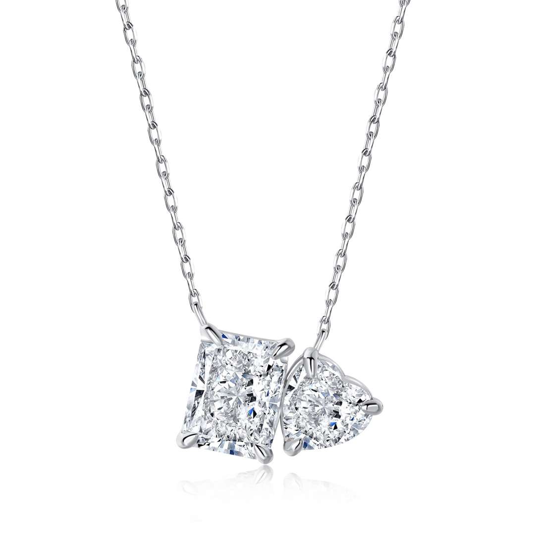 [Regalia jewelry]Dazzling Square & Heart Shape Necklace