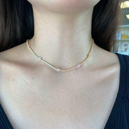 [Regalia jewelry]Luxurious Colorful Flower Tennis Necklace