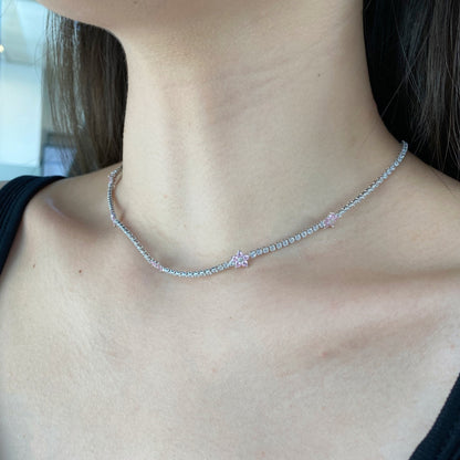 [Regalia jewelry]Luxurious Colorful Flower Tennis Necklace