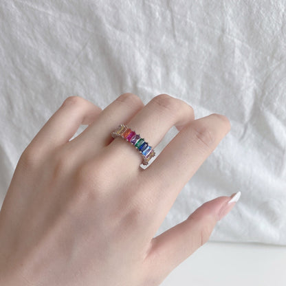[Regalia jewelry]Unique Colorful Radiant Cut RIng