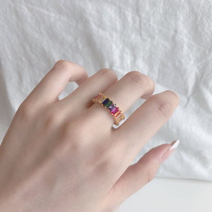 [Regalia jewelry]Unique Colorful Radiant Cut RIng
