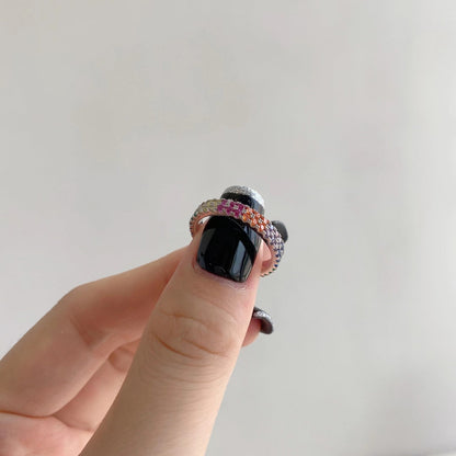 [Regalia jewelry]Unique Colorful Round Cut Tennis Ring