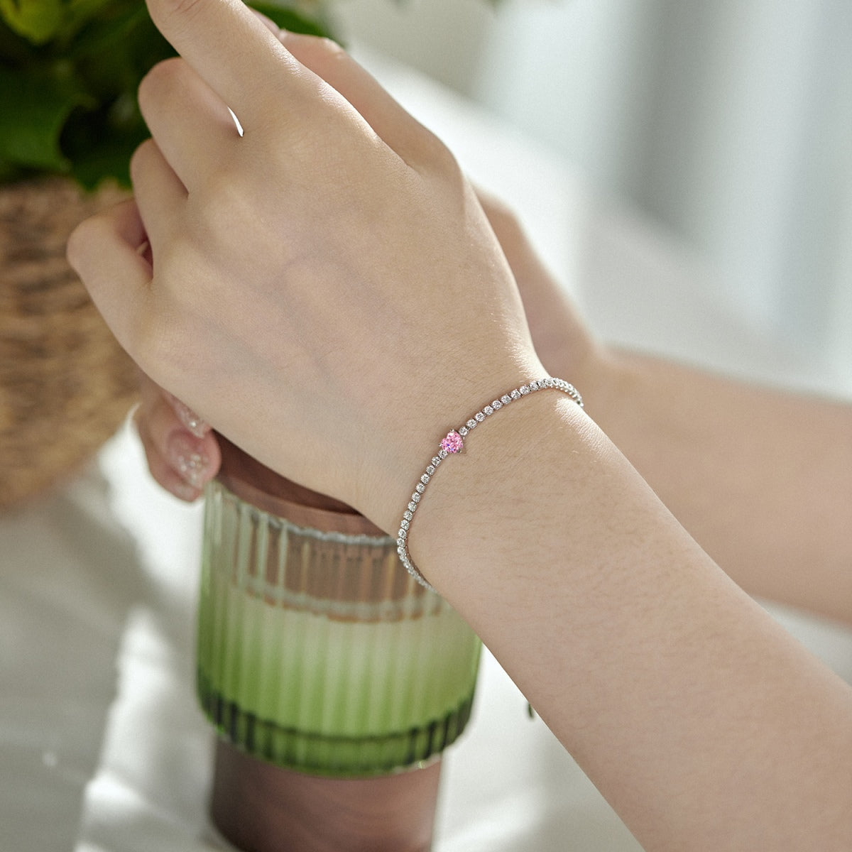 [Regalia jewelry]0.5 Carat Elegant Romantic Heart Shape Lover Bracelet