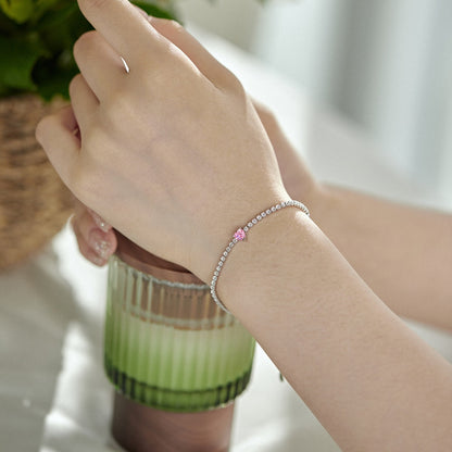 [Regalia jewelry]0.5 Carat Elegant Romantic Heart Shape Lover Bracelet