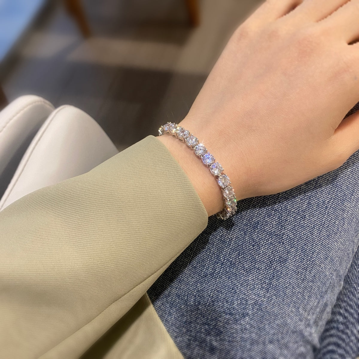 [Regalia jewelry]0.75 Carat Dazzling Round Cut Wedding Bracelet