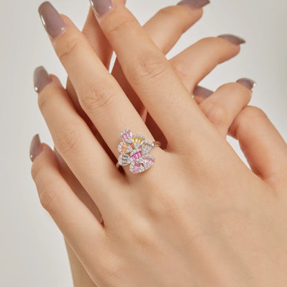 [Regalia jewelry]Sparkling Colorful Water Drop Shape Daily Ring