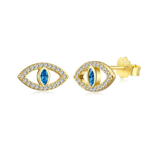 [Regalia jewelry]Blue Devil Eyes Hollow Stud Earrings