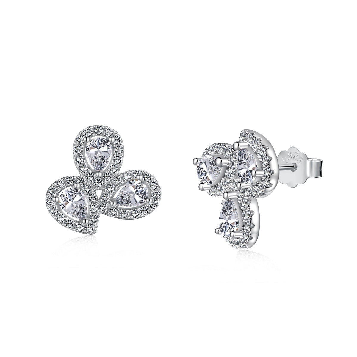 [Regalia jewelry]Ornate Flower Shape Pear Cut Lover Earrings