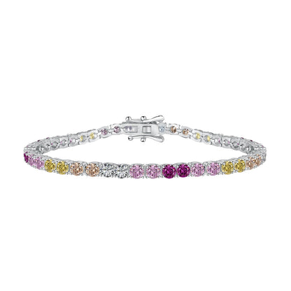 [Regalia jewelry]Radiant Colorful Round Cut Tennis Bracelet