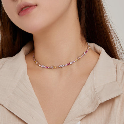 [Regalia jewelry]Delicate Colorful Rainbow Tennis Chain