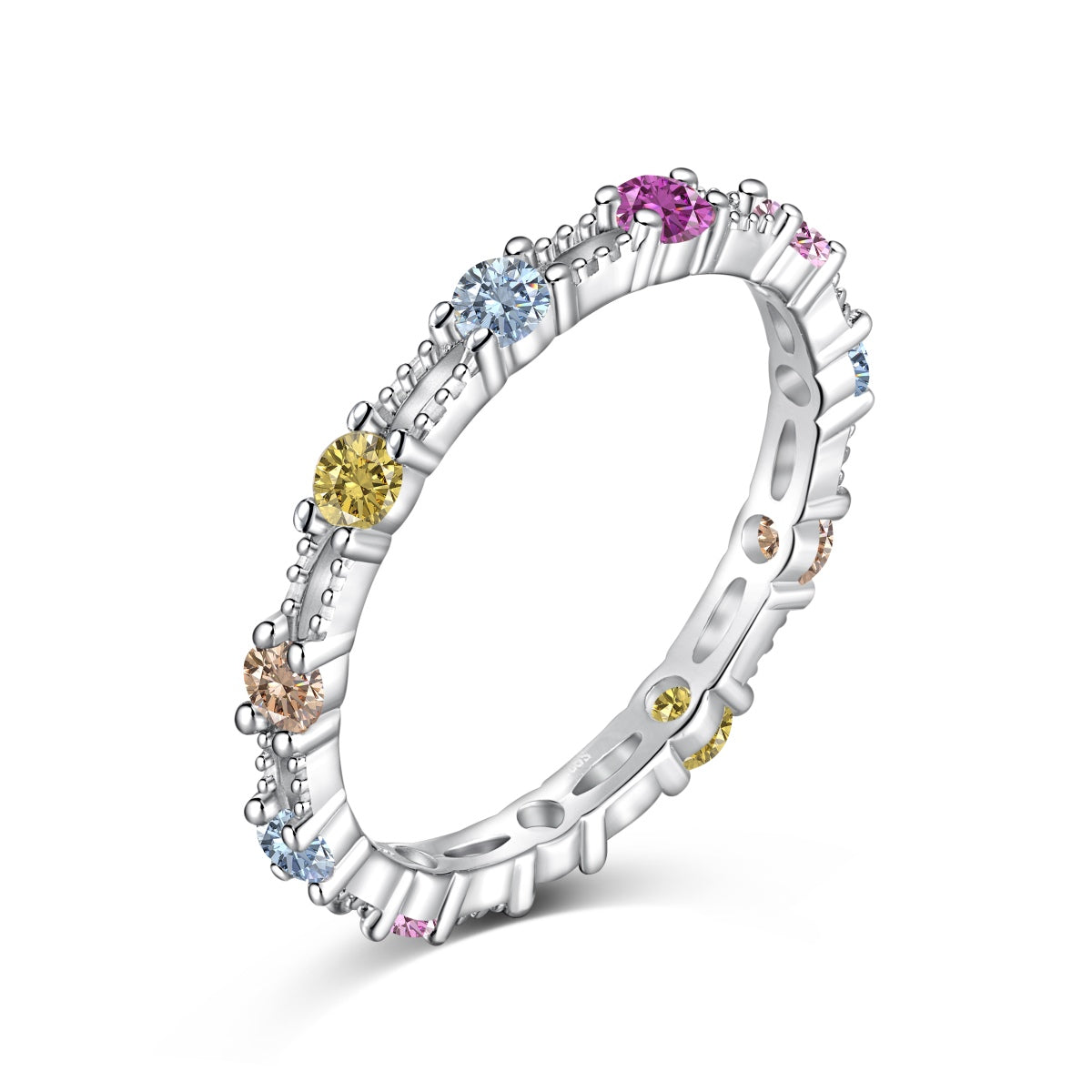 [Regalia jewelry]Sparkling Colorful Round Cut Tennis Ring