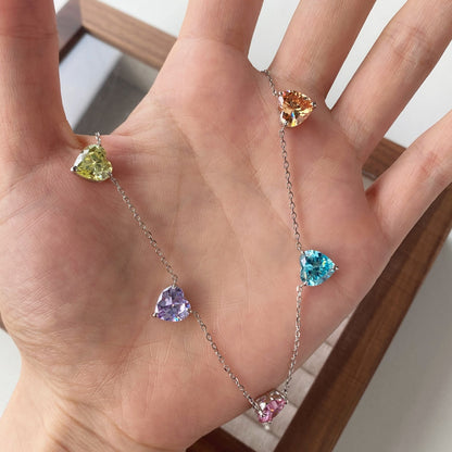 [Regalia jewelry]Sparkling Colorful Heart Cut Necklace