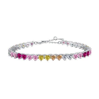 [Regalia jewelry]Luxurious Colorful Romantic Heart Shape Lover Bracelet