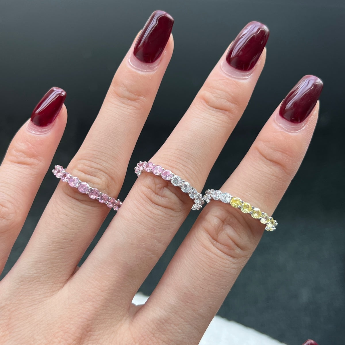 [Regalia jewelry]Sparkling Round Cut Tennis Ring