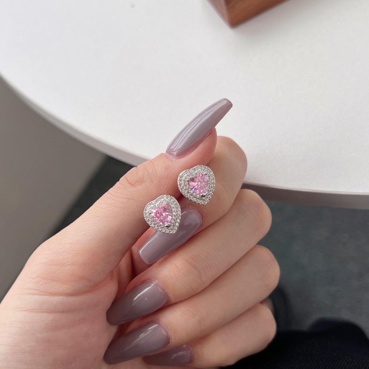 [Regalia jewelry]Dazzling Heart Shape Lover Earrings