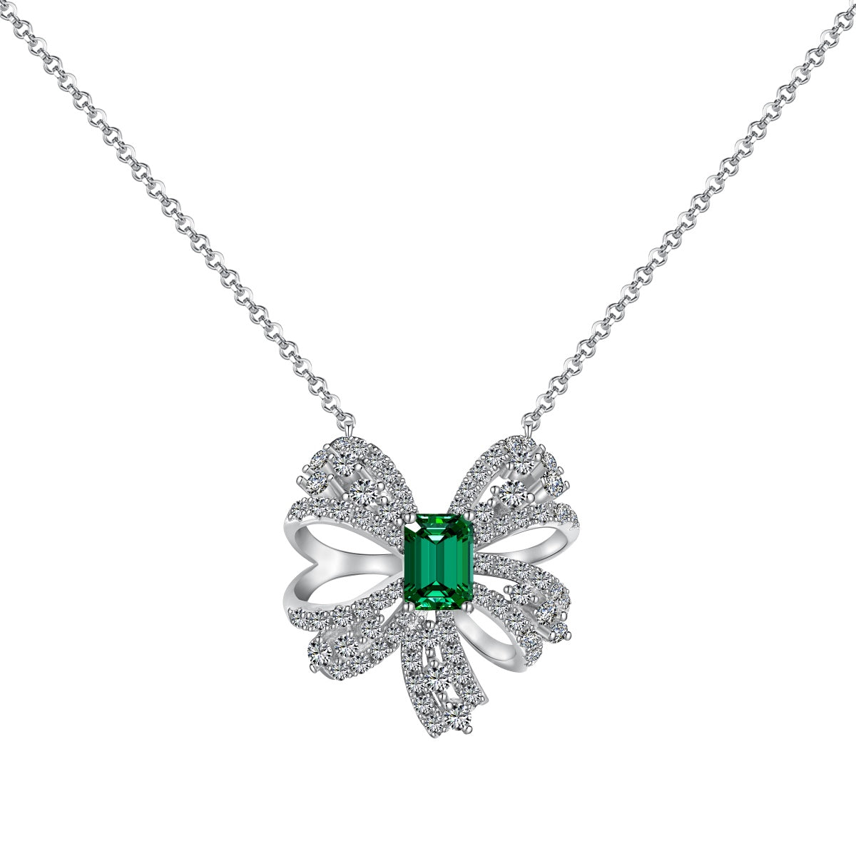 [Regalia jewelry]Luxurious Flower Shape Emerald Cut Necklace