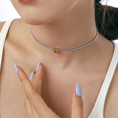 [Regalia jewelry]2.0 Carat Sparkling Tennis Heart Cut Necklace