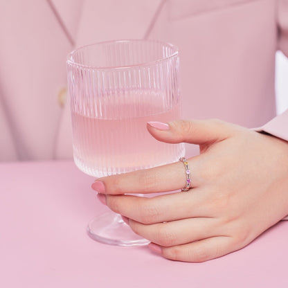 [Regalia jewelry]Sparkling Colorful Round Cut Tennis Ring