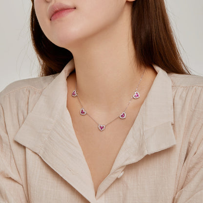 [Regalia jewelry]Sparkling Five Heart Necklace