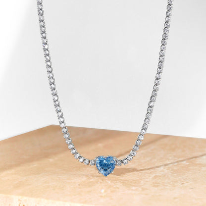 [Regalia jewelry]2.0 Carat Sparkling Tennis Heart Cut Necklace
