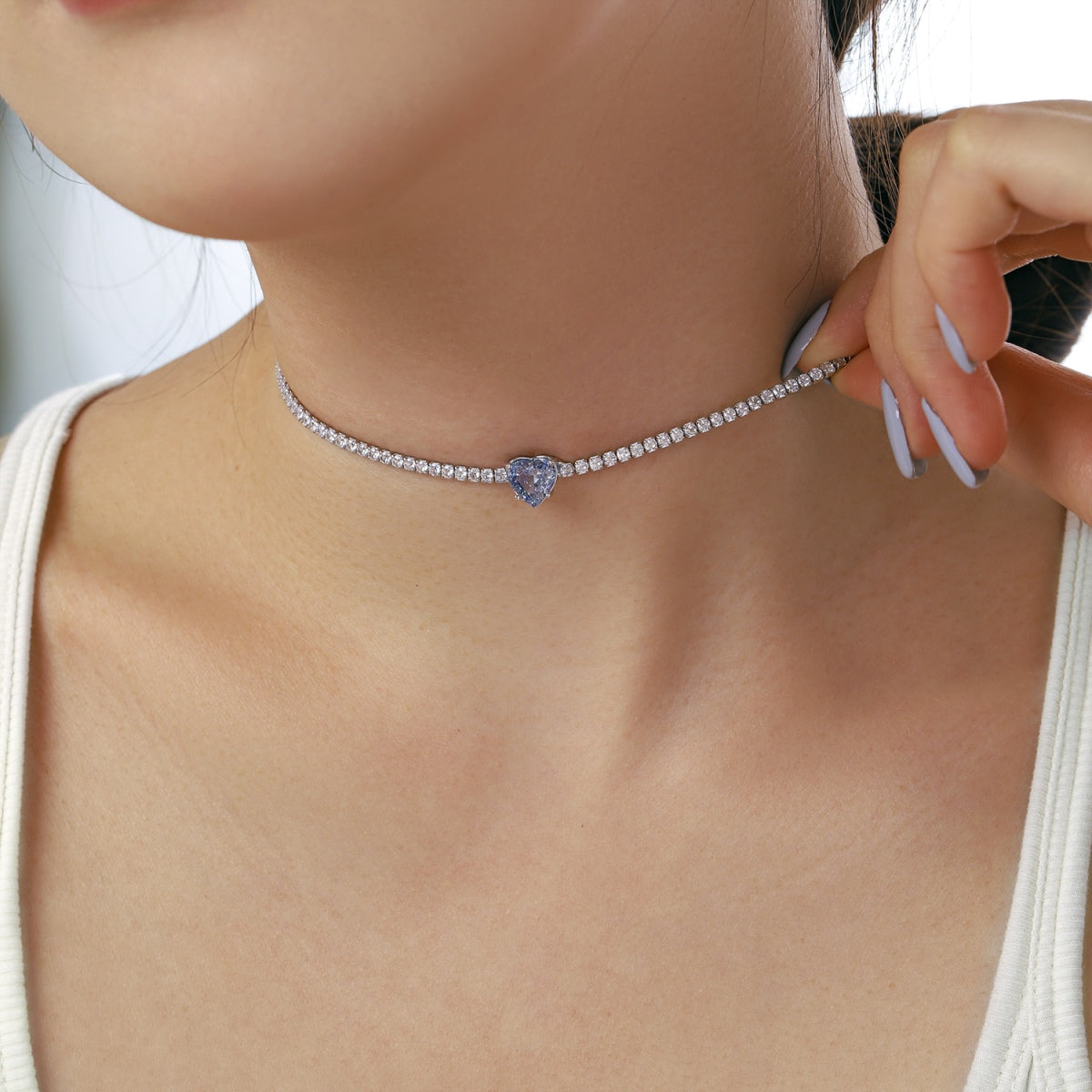 [Regalia jewelry]2.0 Carat Sparkling Tennis Heart Cut Necklace