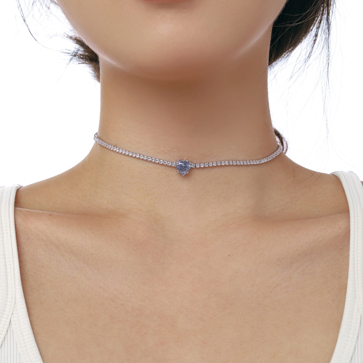 [Regalia jewelry]2.0 Carat Sparkling Tennis Heart Cut Necklace