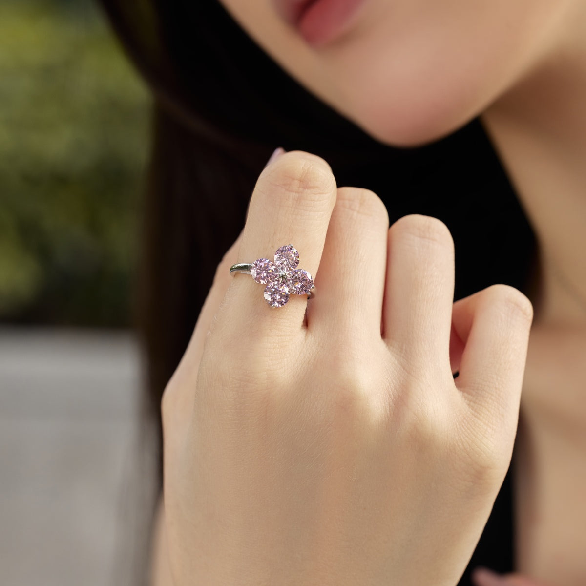 [Regalia jewelry]Four-Leaf Clover Eight-Pointed Star Ring