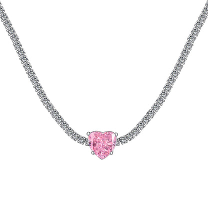 [Regalia jewelry]2.0 Carat Sparkling Tennis Heart Cut Necklace