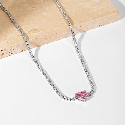 [Regalia jewelry]2.0 Carat Sparkling Tennis Heart Cut Necklace